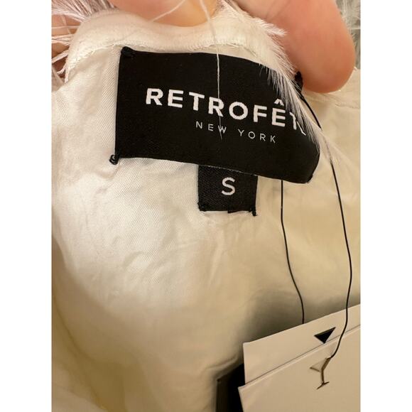 Retrofete Torin Sequin Feather Mini Dress Strapless Party Bridal Vegas NYE S - Picture 10 of 10